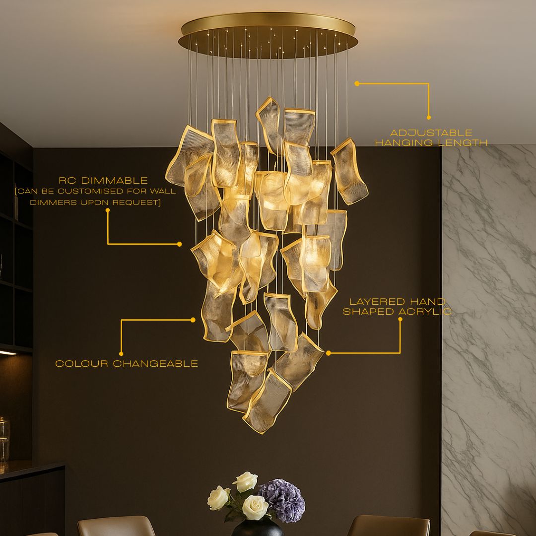 Zephyr | Duplex Rotating Waves Dimmable Chandelier | ZENDUCE