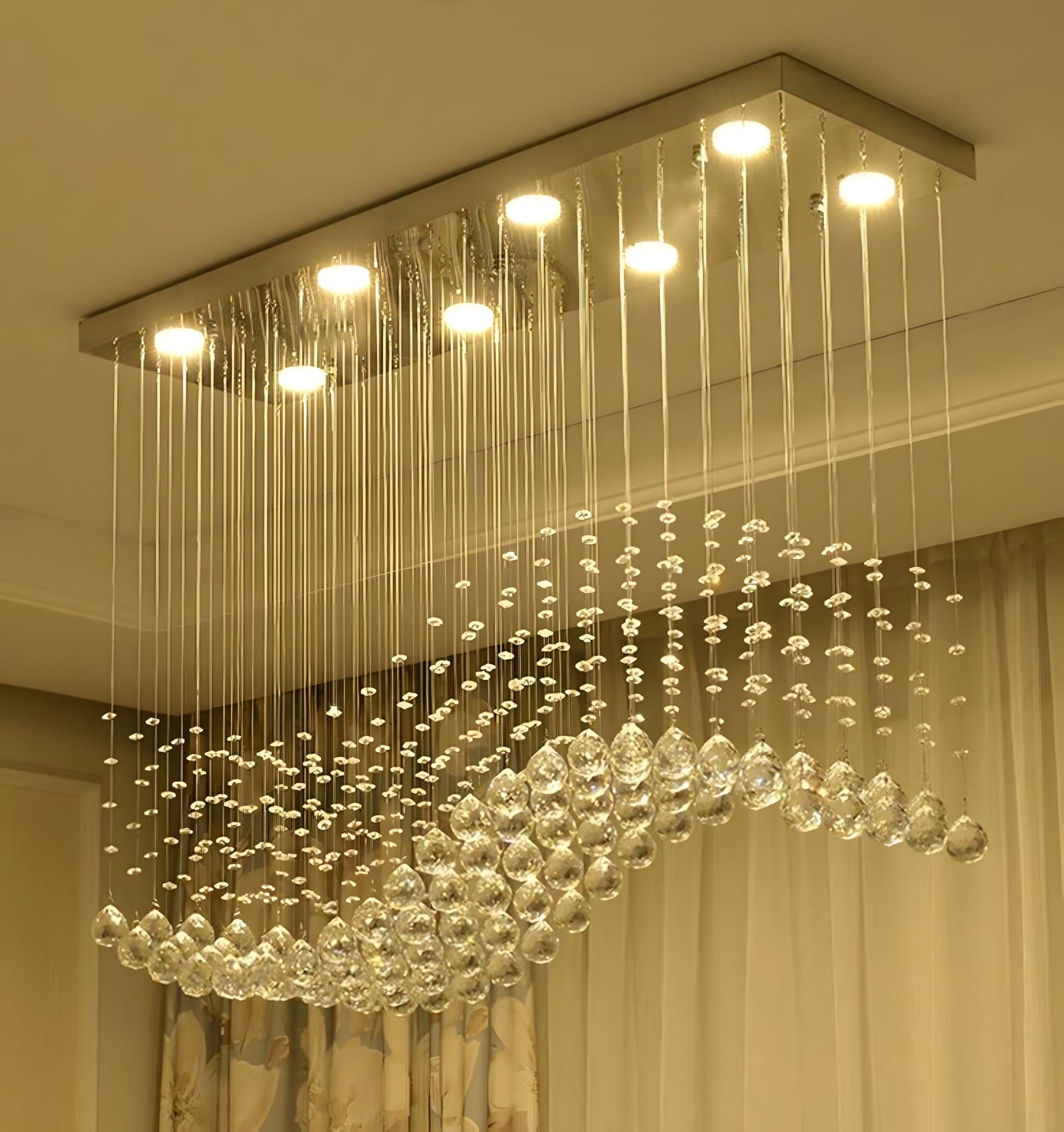 RAELIN-Rectangular Wave Crystal Ceiling Light-ZENDUCE