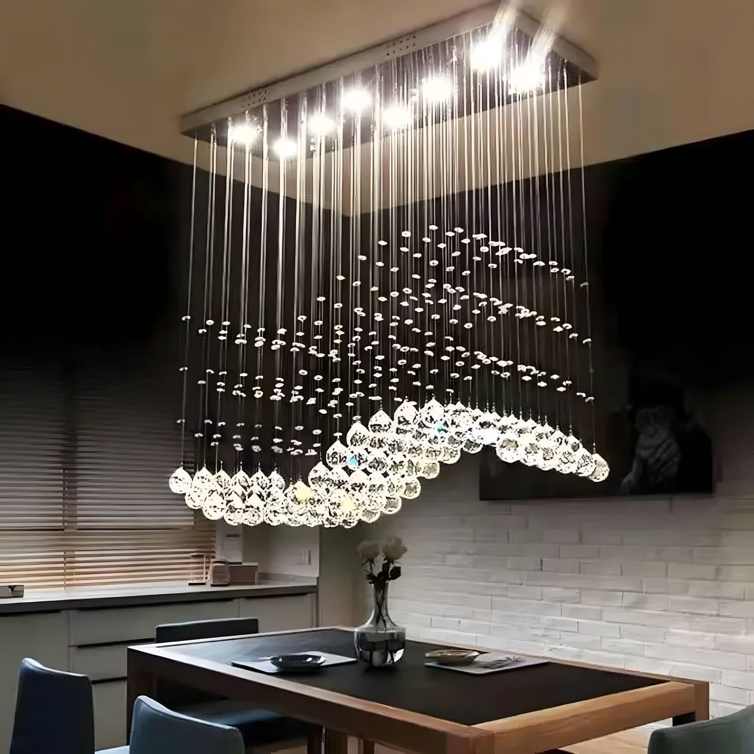 RAELIN-Rectangular Wave Crystal Ceiling Light-ZENDUCE