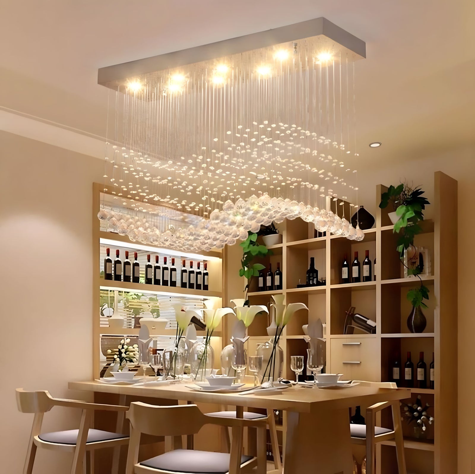 RAELIN-Rectangular Wave Crystal Ceiling Light-ZENDUCE