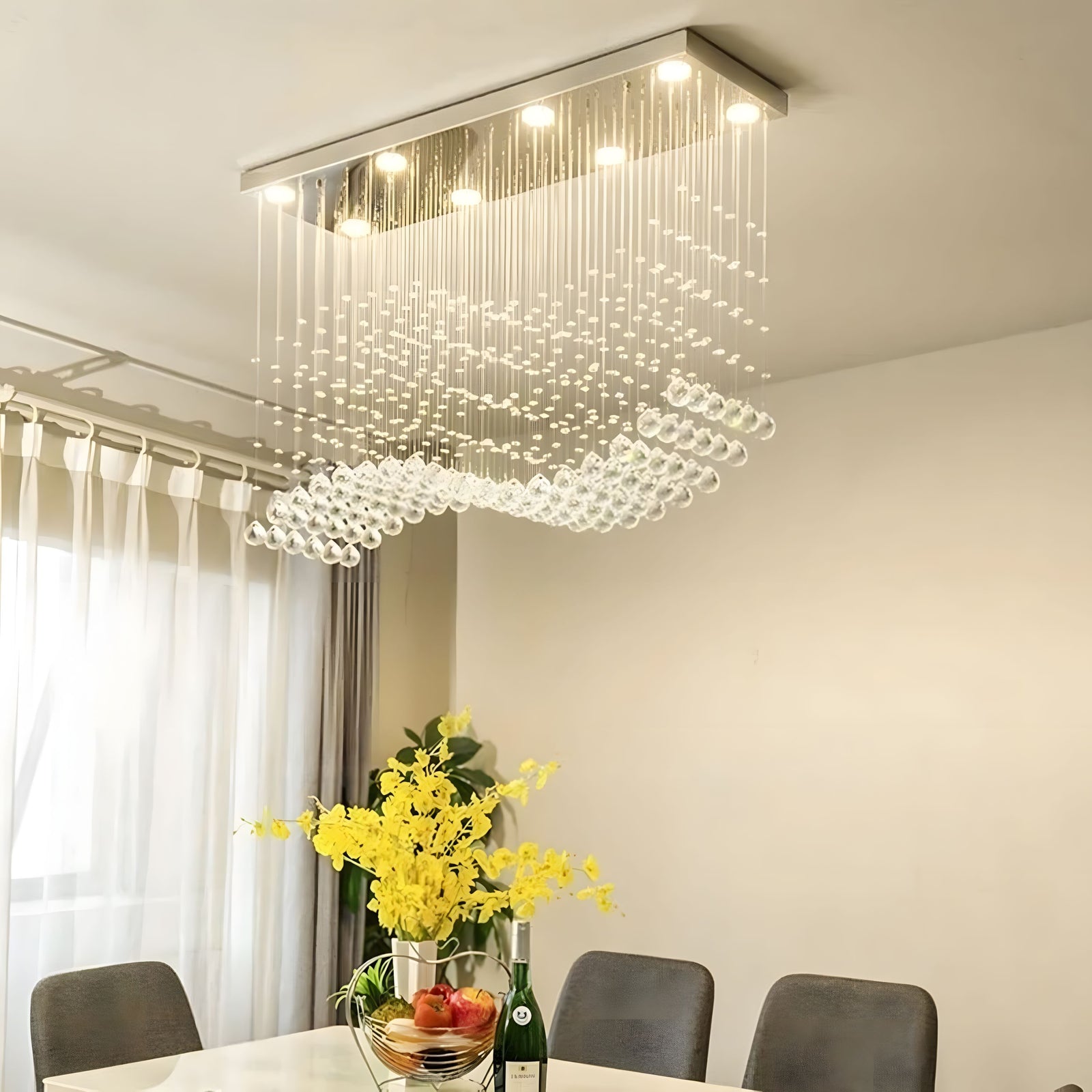 RAELIN-Rectangular Wave Crystal Ceiling Light-ZENDUCE