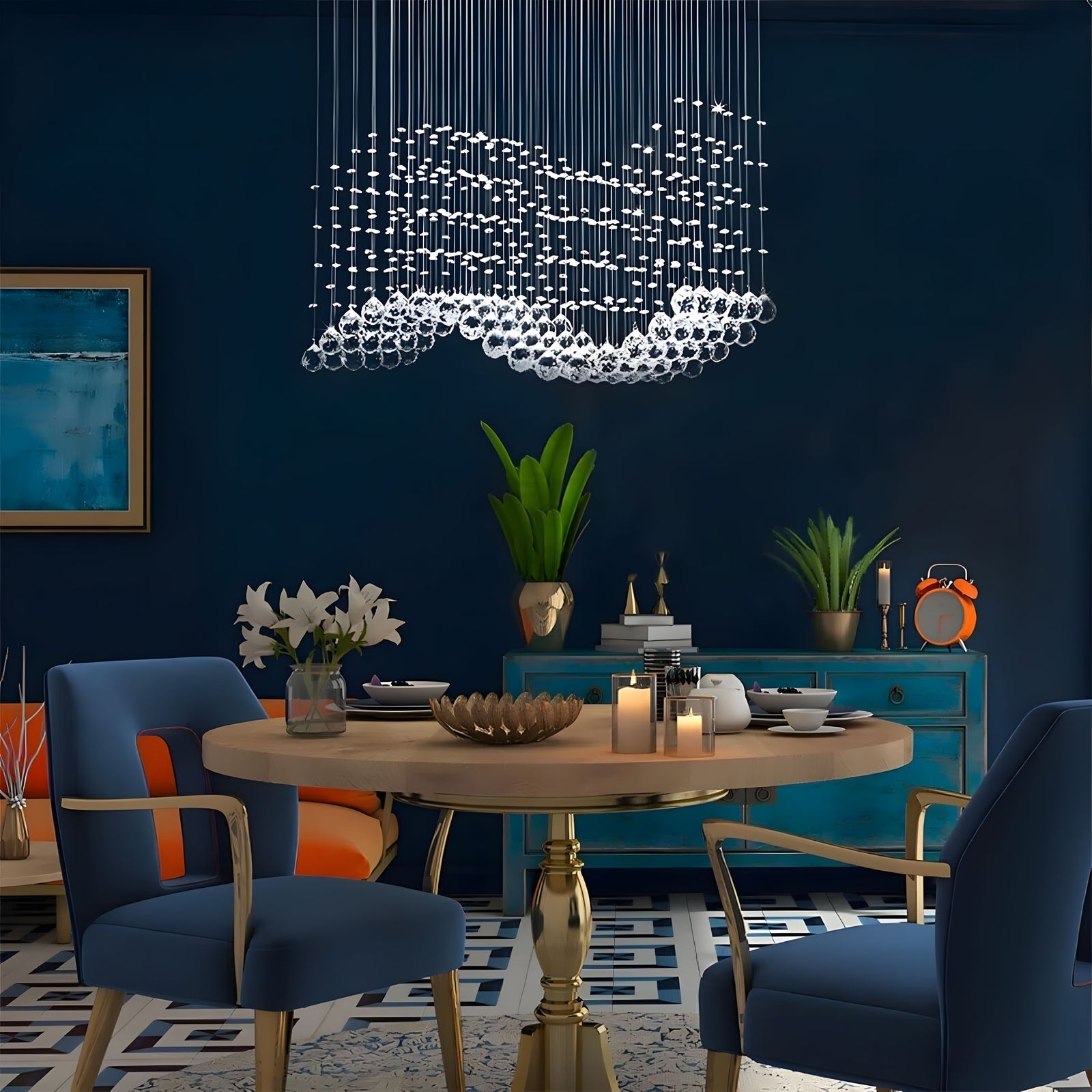 RAELIN-Rectangular Wave Crystal Ceiling Light-ZENDUCE
