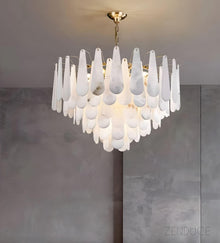 RANI-Floral Alabaster Designer Chandelier-ZENDUCE