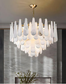 RANI-Floral Alabaster Designer Chandelier-ZENDUCE