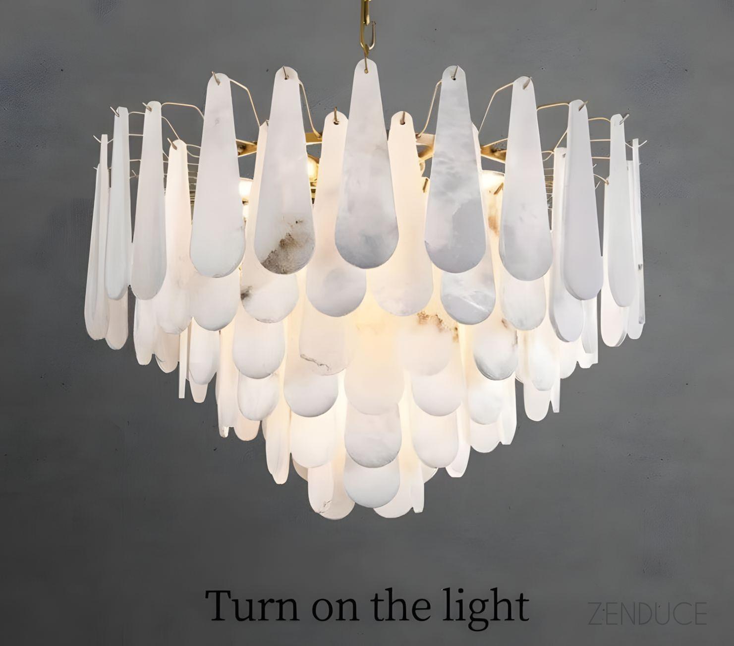 RANI-Floral Alabaster Designer Chandelier-ZENDUCE