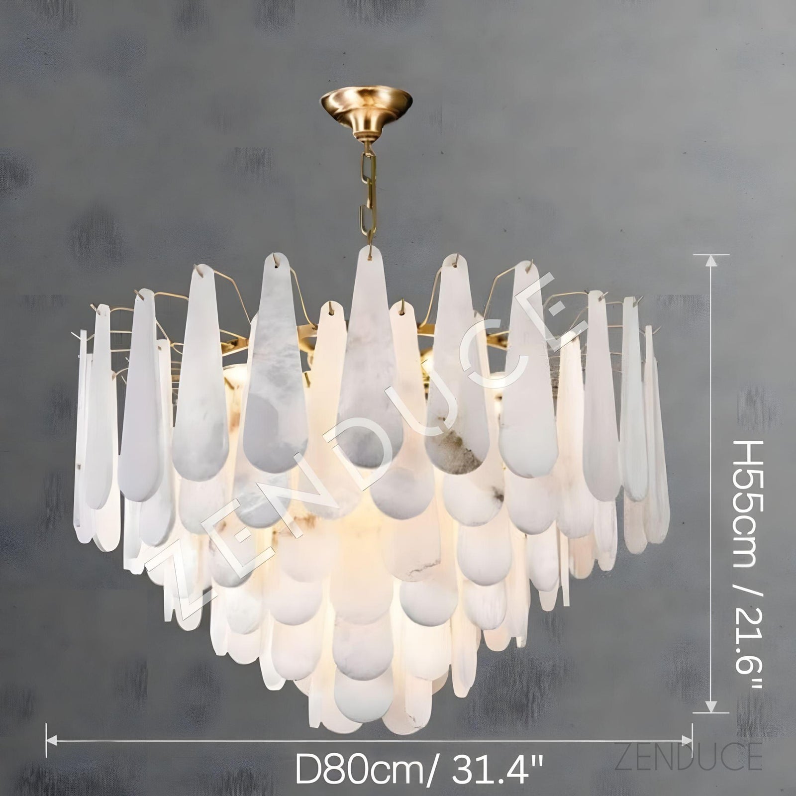 RANI-Floral Alabaster Designer Chandelier-ZENDUCE
