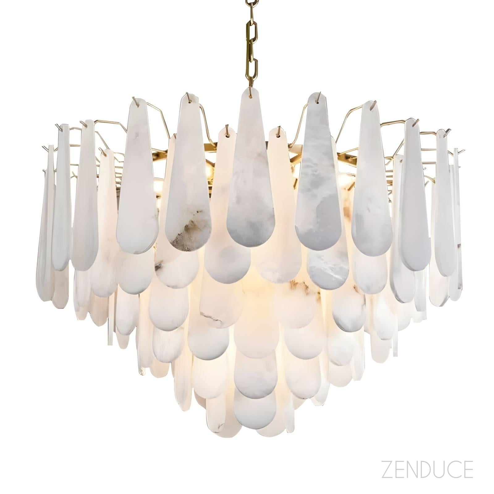 RANI-Floral Alabaster Designer Chandelier-ZENDUCE