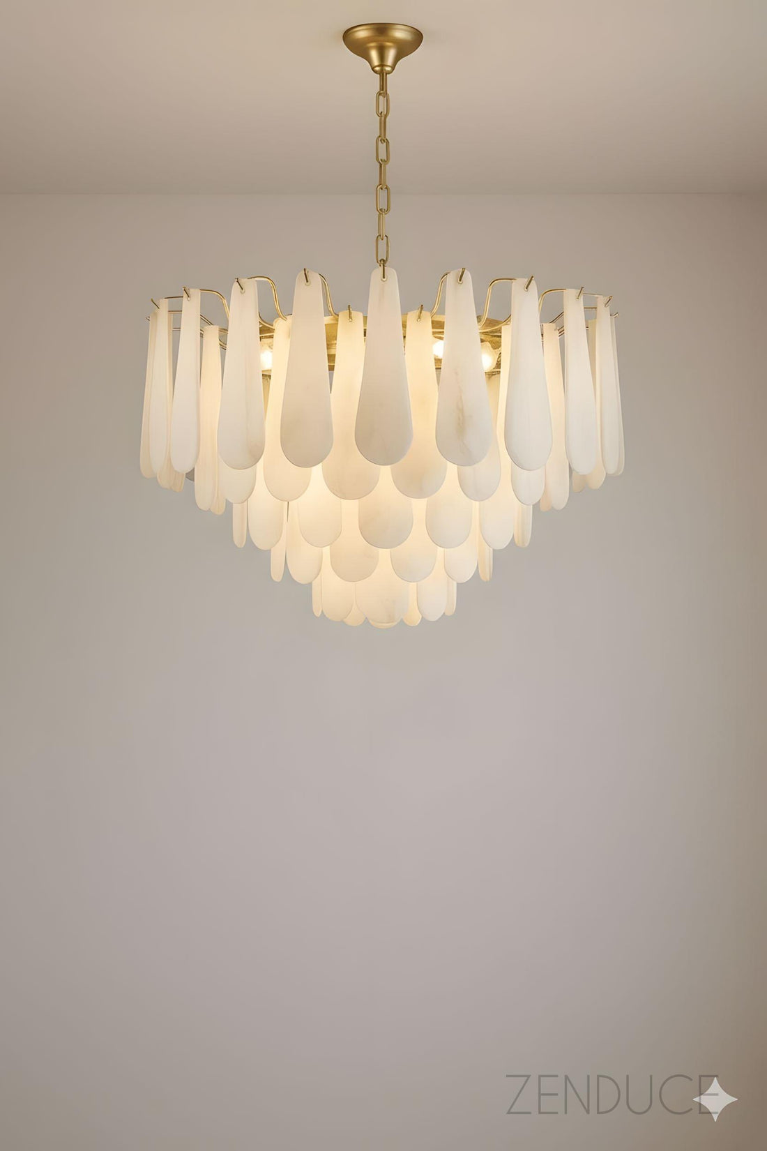 RANI-Floral Alabaster Designer Chandelier-ZENDUCE