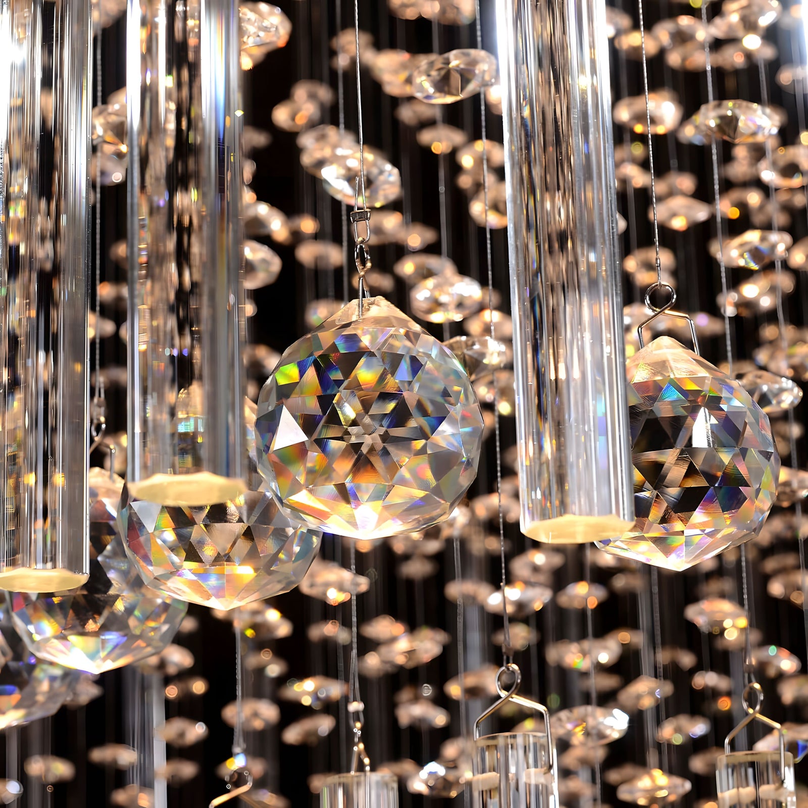 RIYA (Open Box)-Square Tiered Crystal Chandelier-ZENDUCE