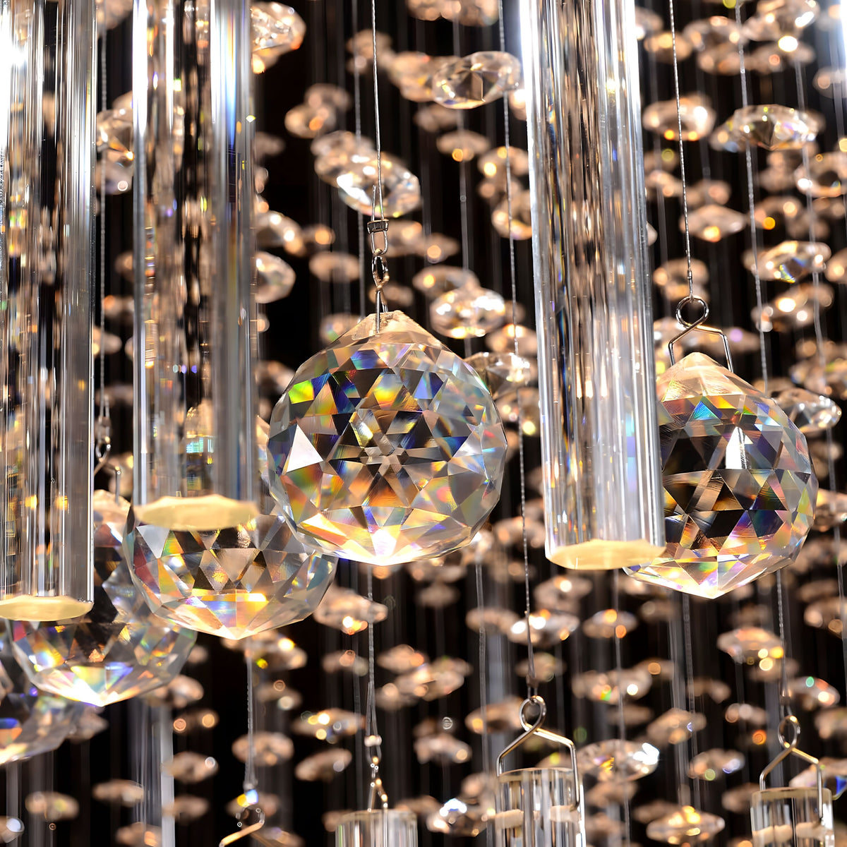 RIYA-Square Tiered Crystal Chandelier-ZENDUCE