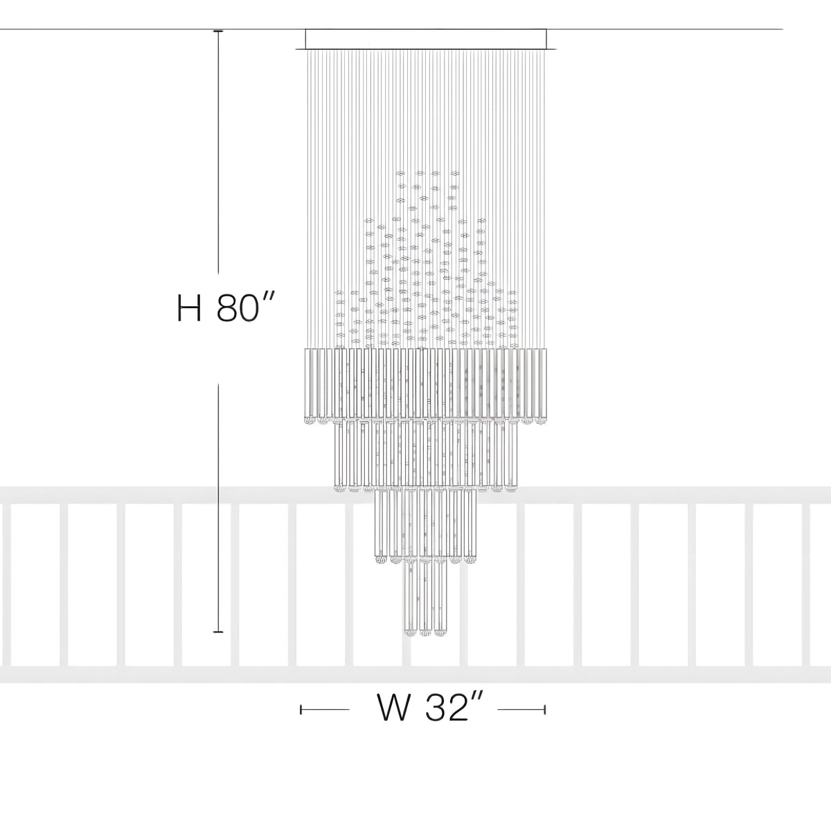 RIYA-Square Tiered Crystal Chandelier-ZENDUCE