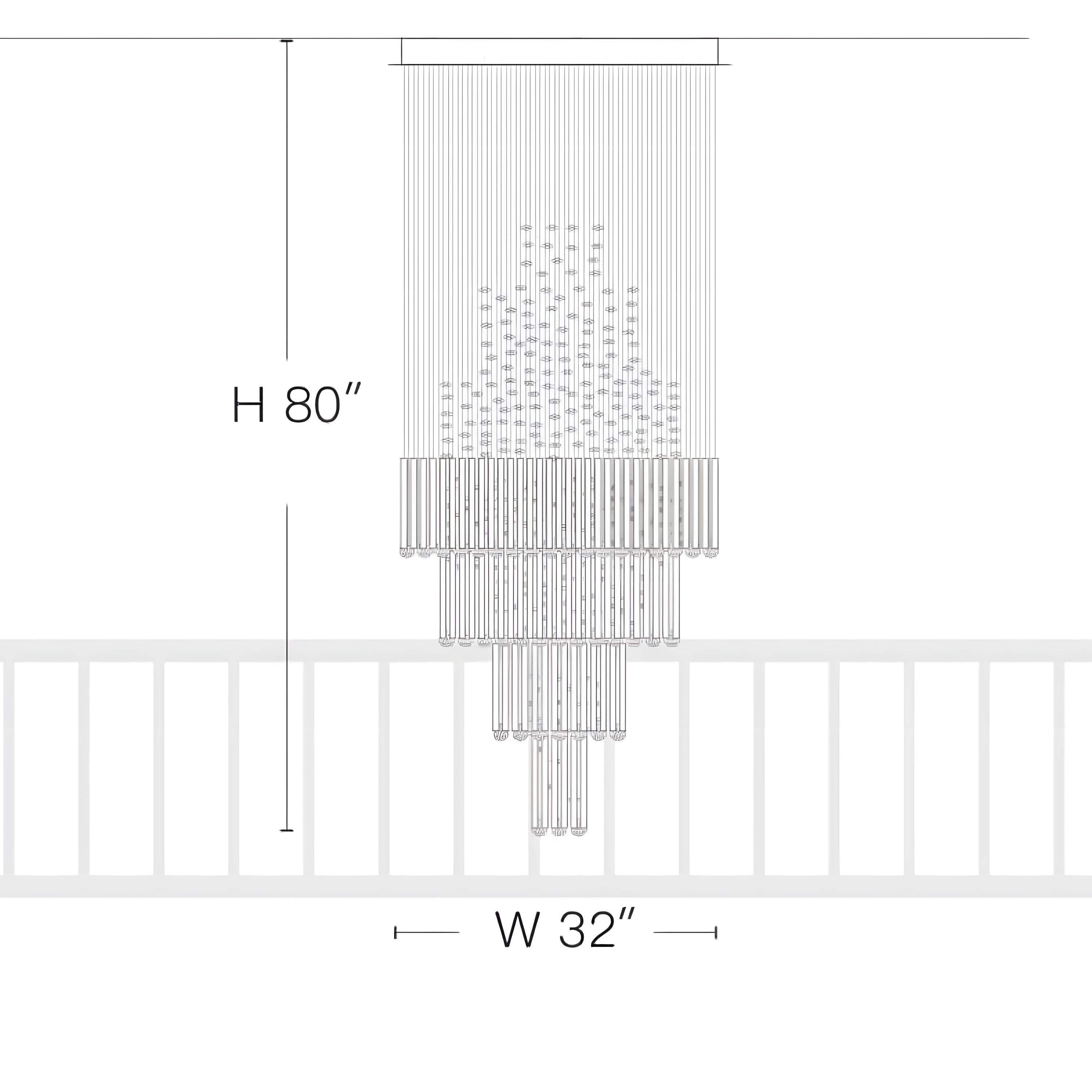 RIYA-Square Tiered Crystal Chandelier-ZENDUCE