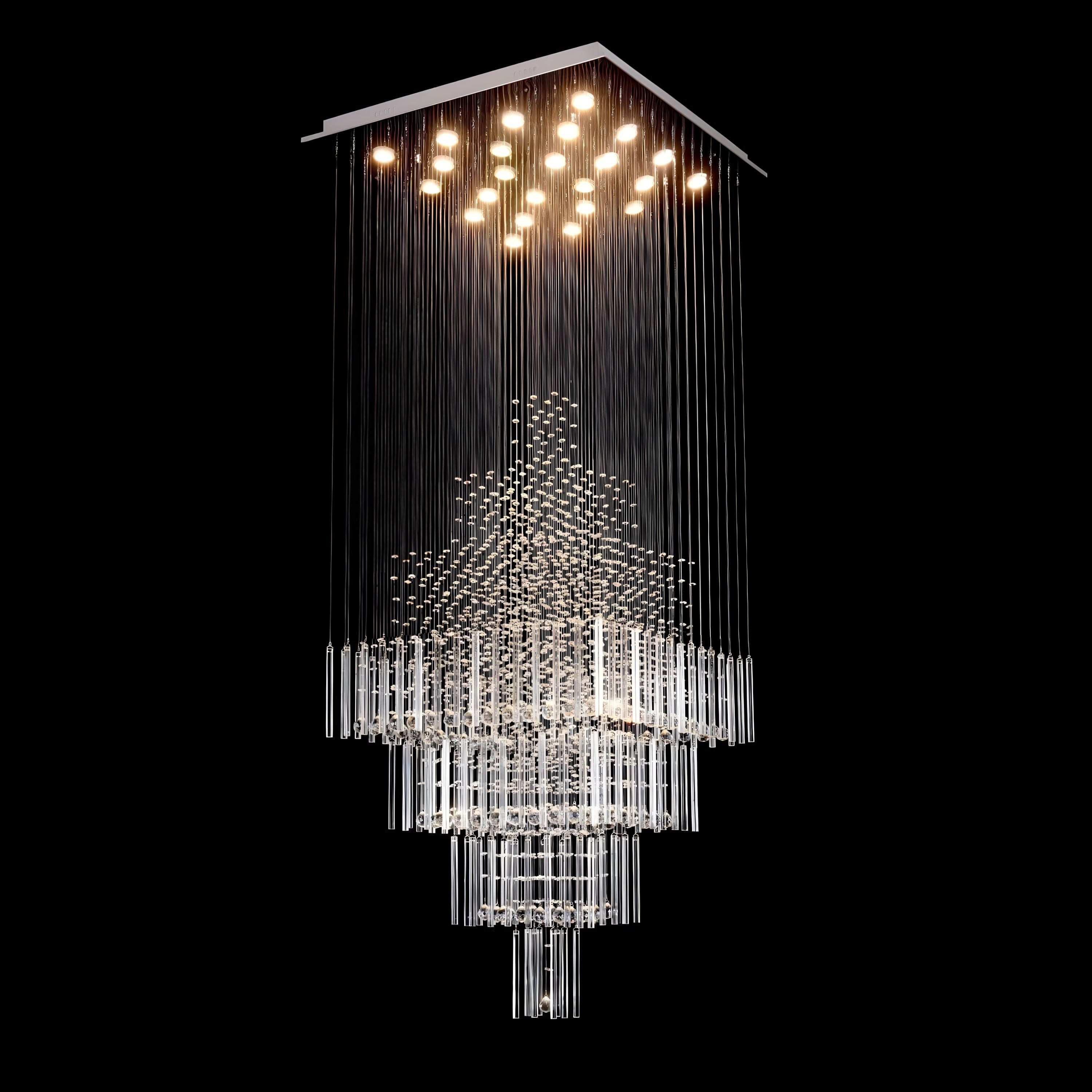 RIYA-Square Tiered Crystal Chandelier-ZENDUCE