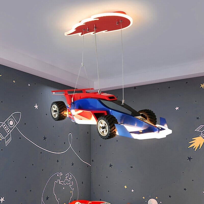 Racing Car Hanging Light - Art Deco Lighting for Kids Room - ZENDUCE - Car Hanging Light / 55x26 cm - Cold White