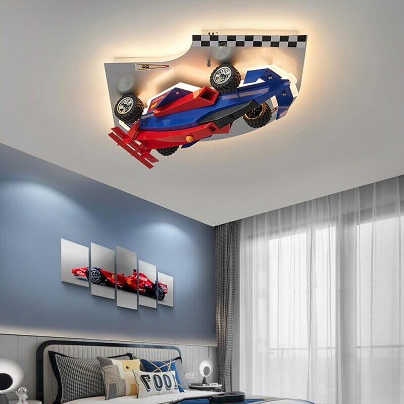 Racing Car Hanging Light - Art Deco Lighting for Kids Room - ZENDUCE - Car Hanging Light / 55x26 cm - Cold White