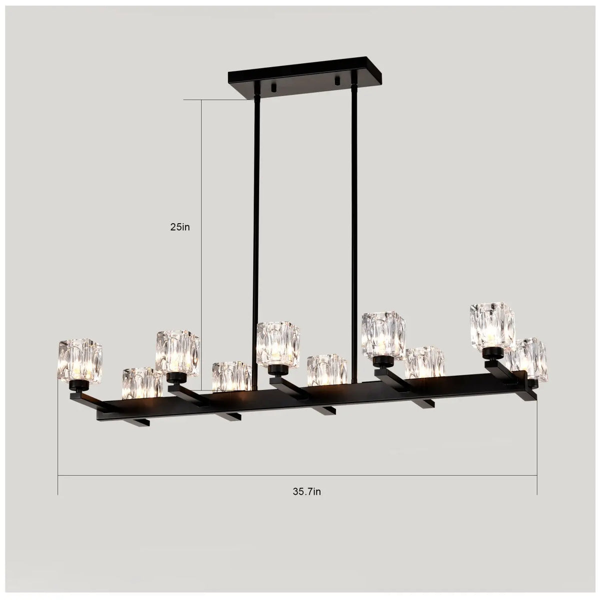 VELDRIN linear crystal ten light chandelier, product view 6