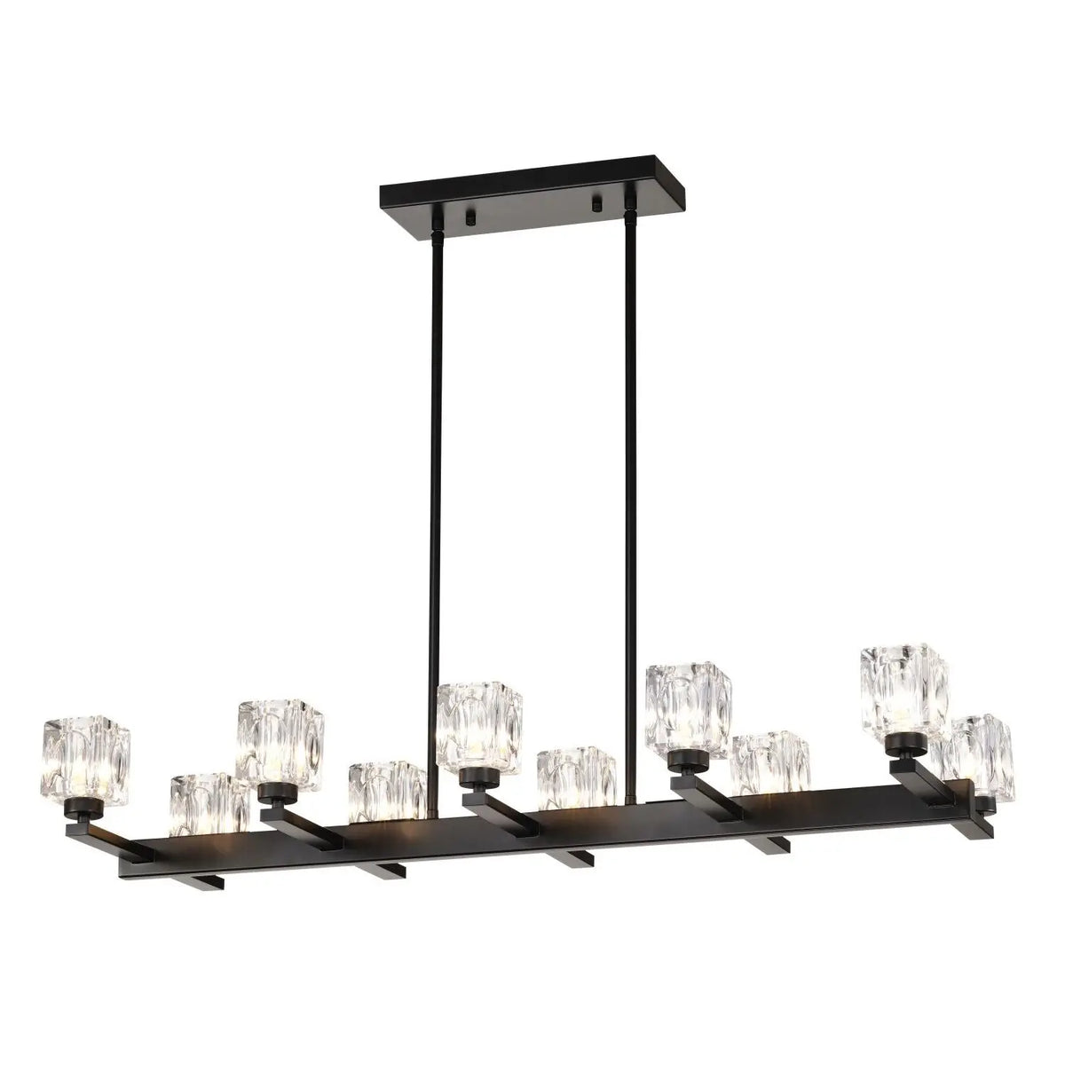 VELDRIN linear crystal ten light chandelier, product view 1