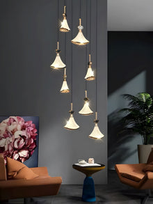 SHELL - ZENDUCE - 8-Heads Round Canopy ( ∅ 20" × H 79" ) / Warm White