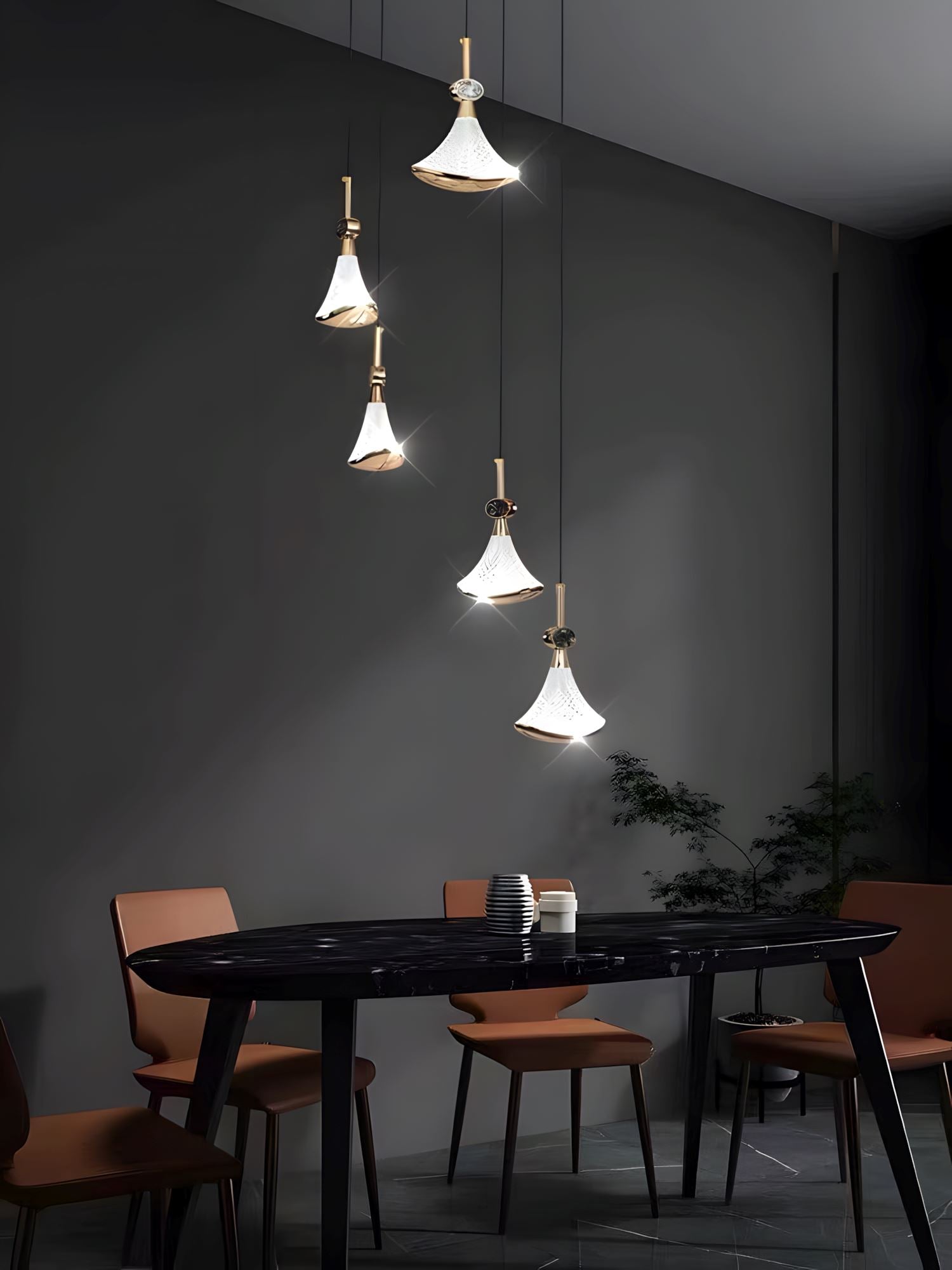 SHELL - ZENDUCE - 8-Heads Round Canopy ( ∅ 20" × H 79" ) / Warm White