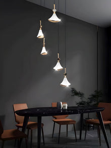 SHELL - ZENDUCE - 8-Heads Round Canopy ( ∅ 20" × H 79" ) / Warm White
