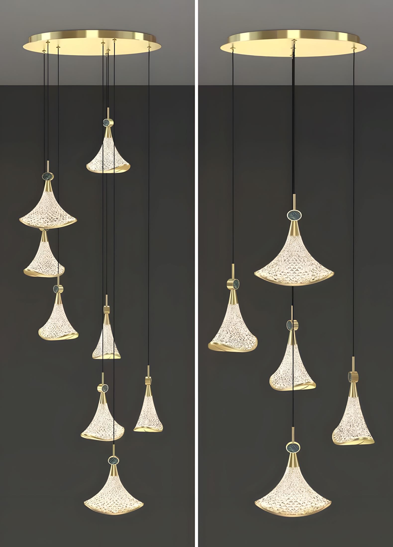 SHELL - ZENDUCE - 8-Heads Round Canopy ( ∅ 20" × H 79" ) / Warm White