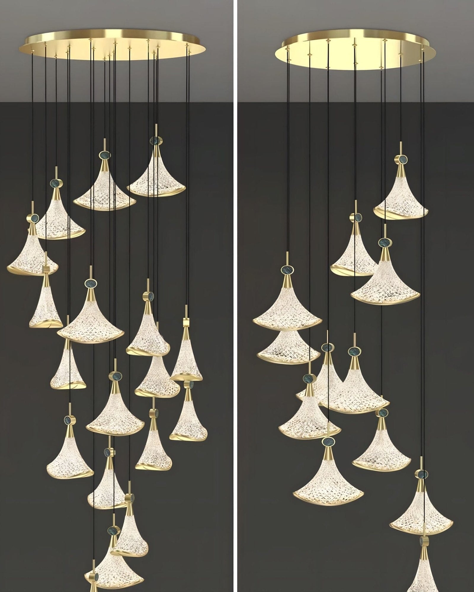 SHELL - ZENDUCE - 8-Heads Round Canopy ( ∅ 20" × H 79" ) / Warm White