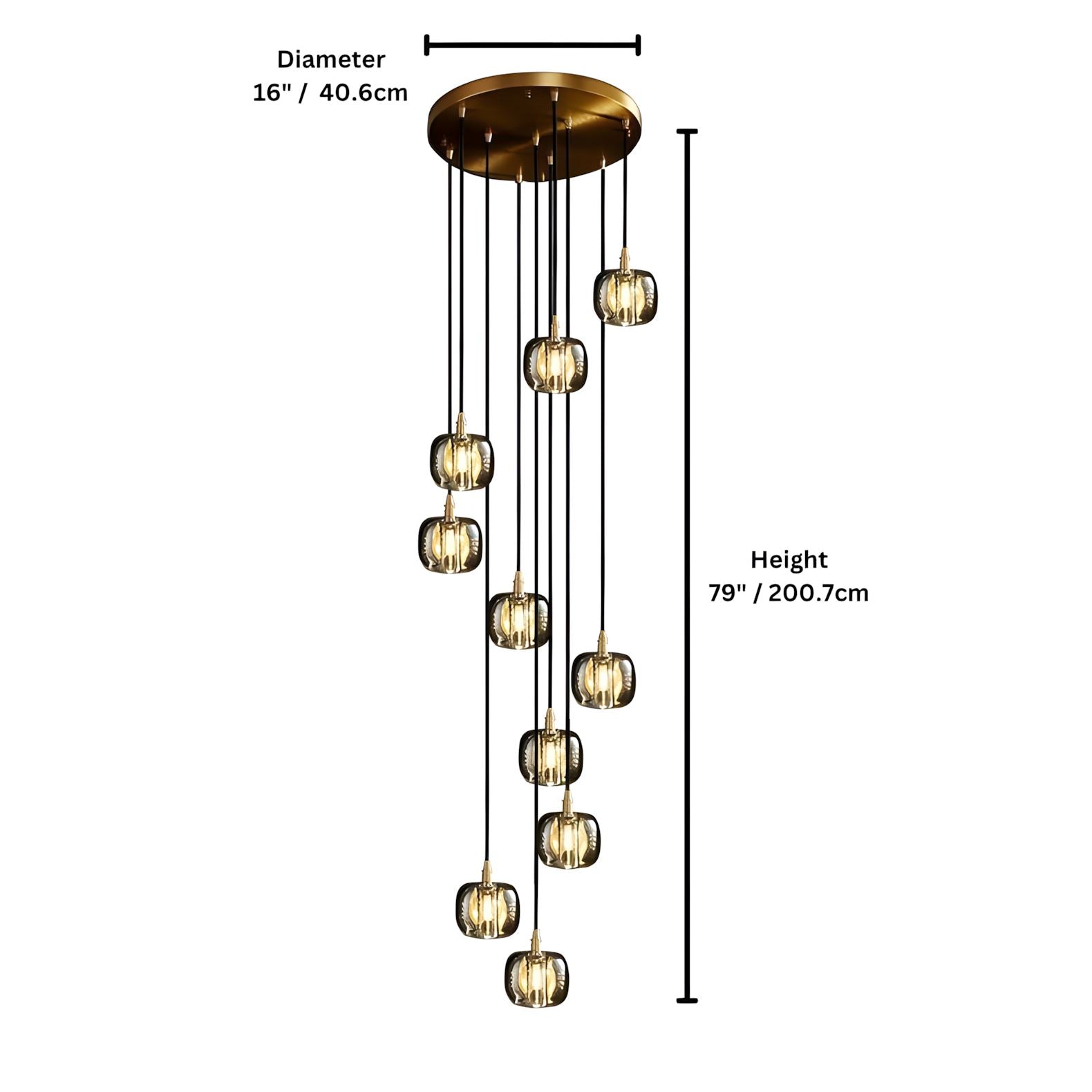 SPHERO - ZENDUCE - 10 Heads - ∅ 16" × H 79" / Transparent