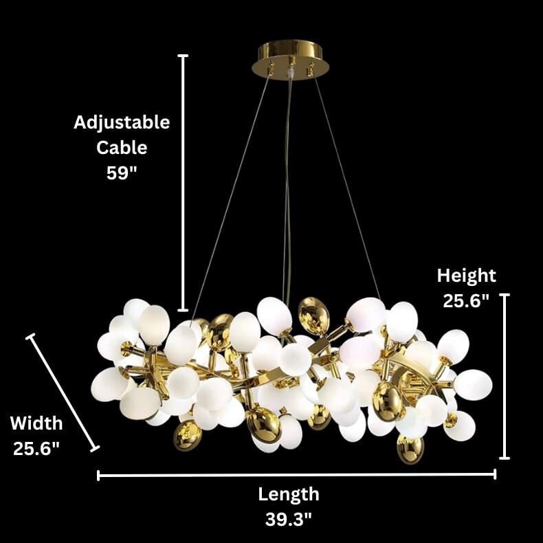 SPORE (OPEN BOX)-White Glass Cluster Chandelier -ZENDUCE