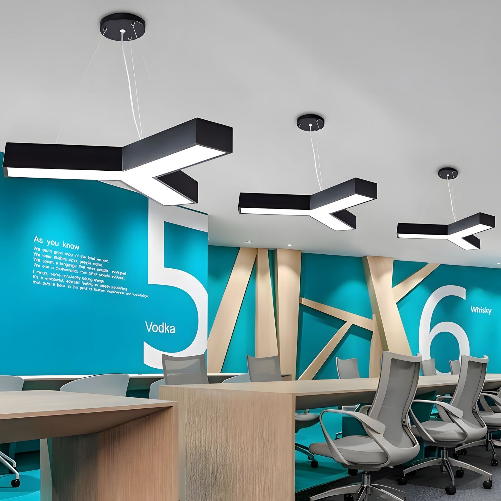 TESSERA-Modern Geometric Y-Shaped Chandelier LED Hanging Ceiling Pendant Light-ZENDUCE