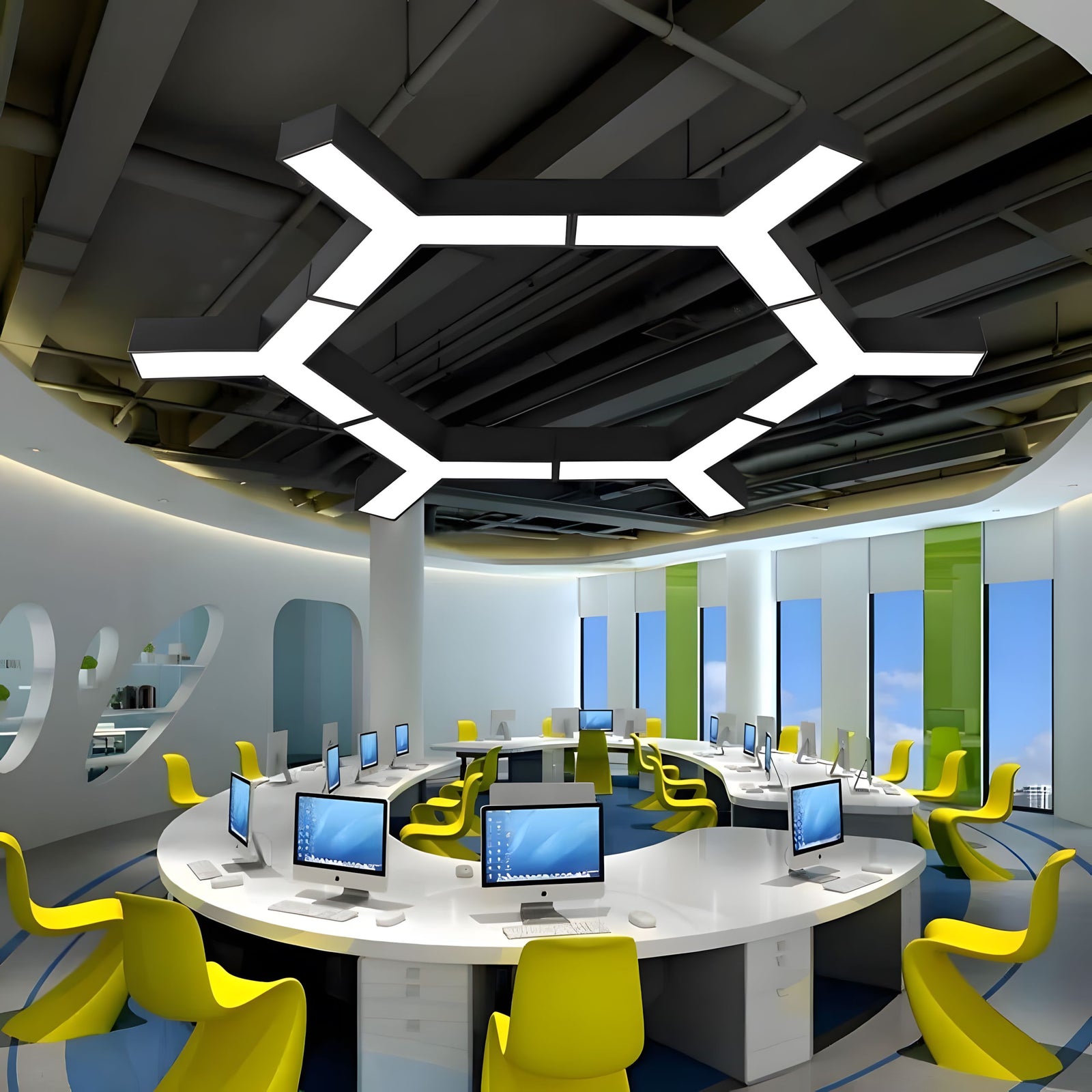 TESSERA-Modern Geometric Y-Shaped Chandelier LED Hanging Ceiling Pendant Light-ZENDUCE