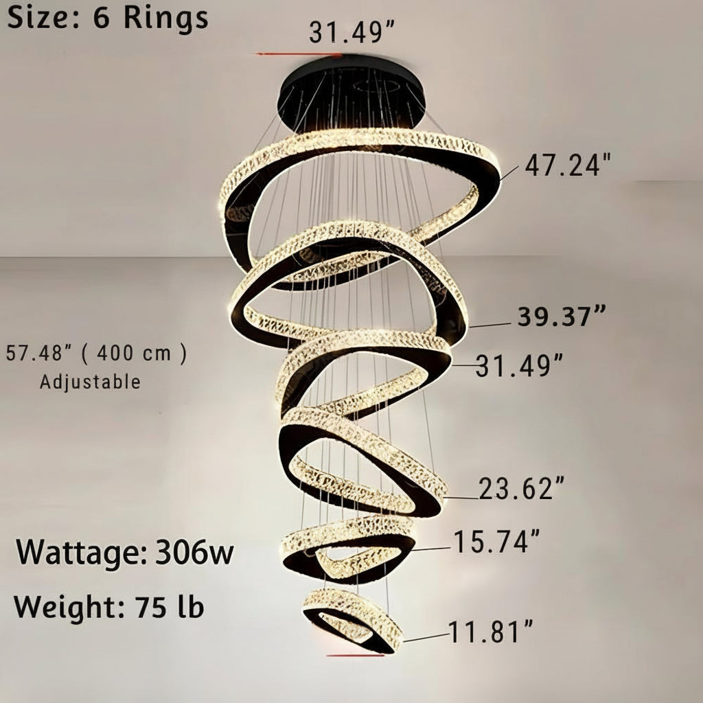 TWISPHERA-Spiral Ring Chandelier -ZENDUCE