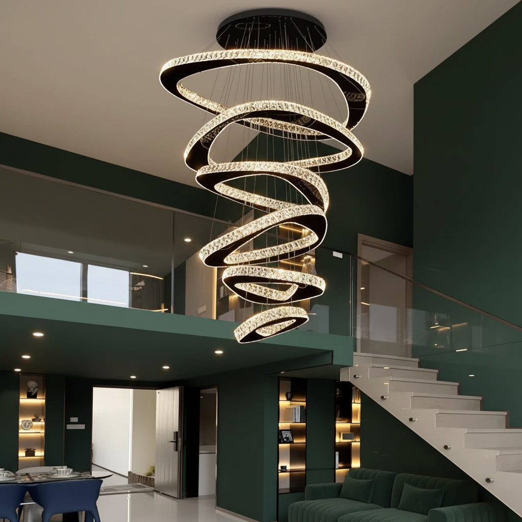 TWISPHERA-Spiral Ring Chandelier -ZENDUCE