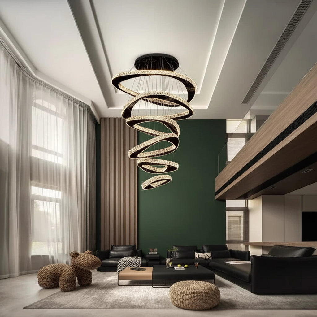TWISPHERA-Spiral Ring Chandelier -ZENDUCE