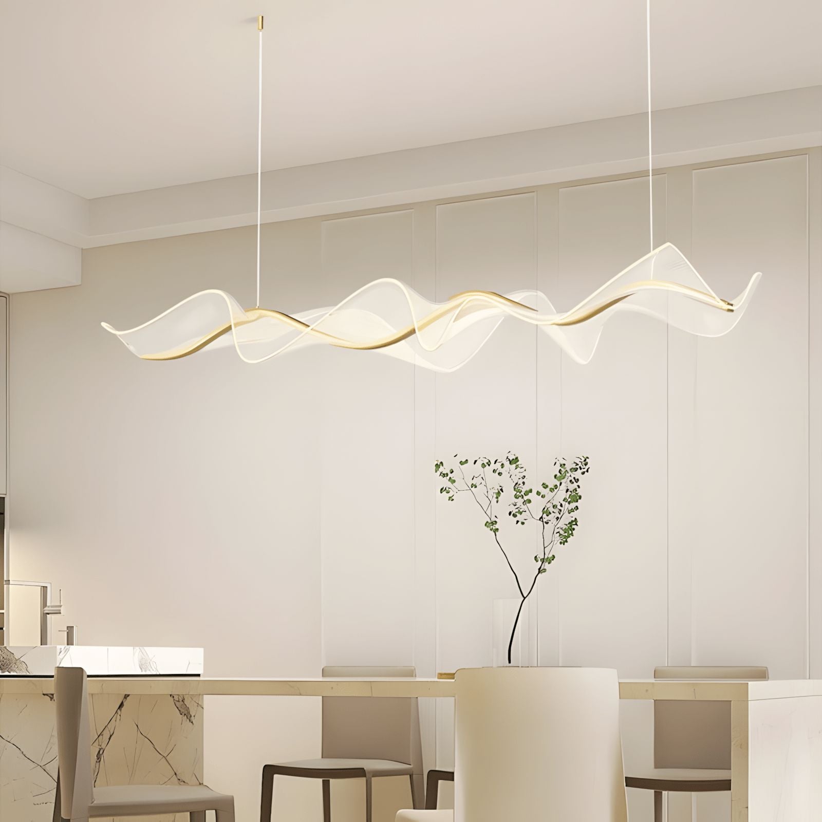 VELURE (OPEN BOX)-Transparent Acrylic Wave Chandelier-ZENDUCE