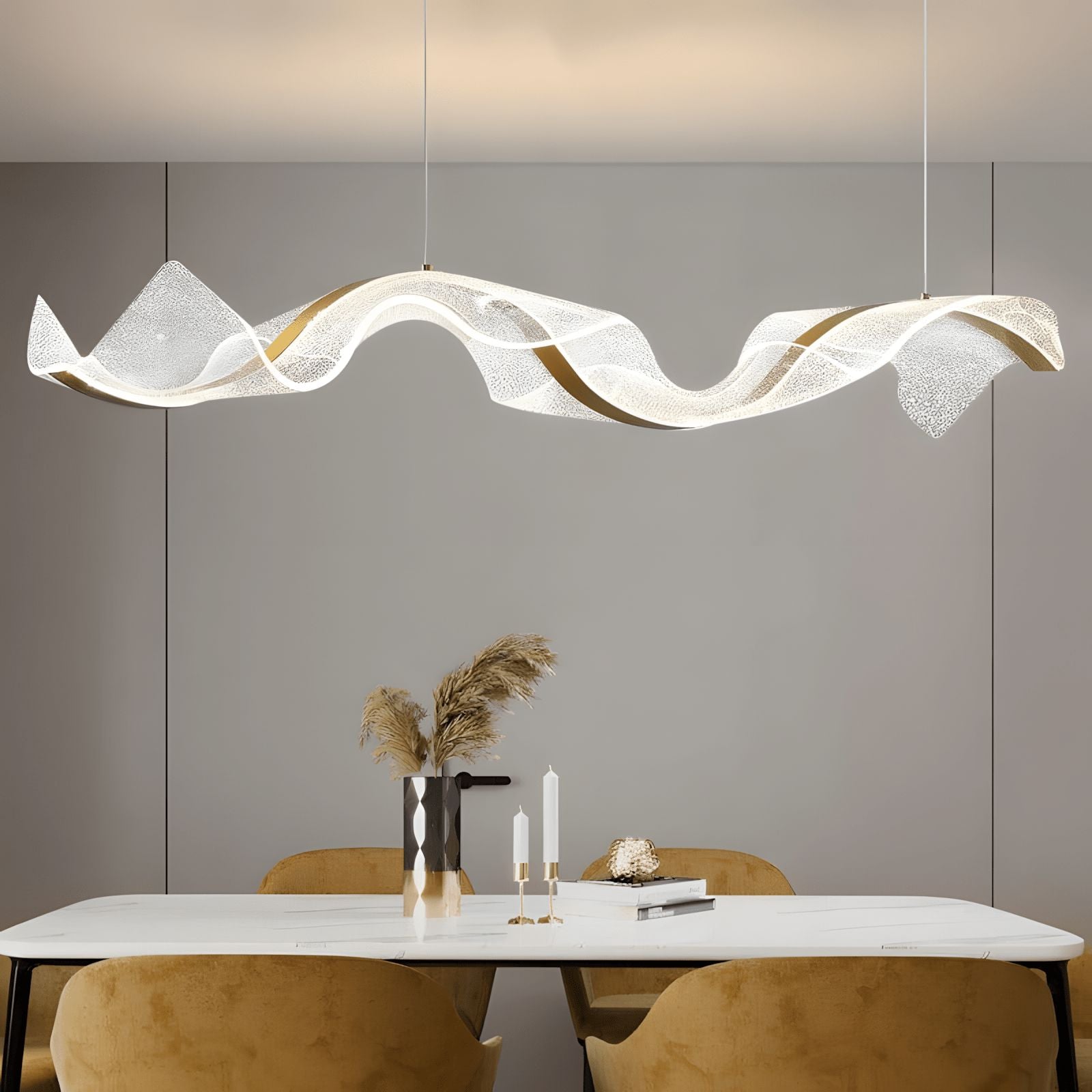 VELURE (OPEN BOX)-Transparent Acrylic Wave Chandelier-ZENDUCE