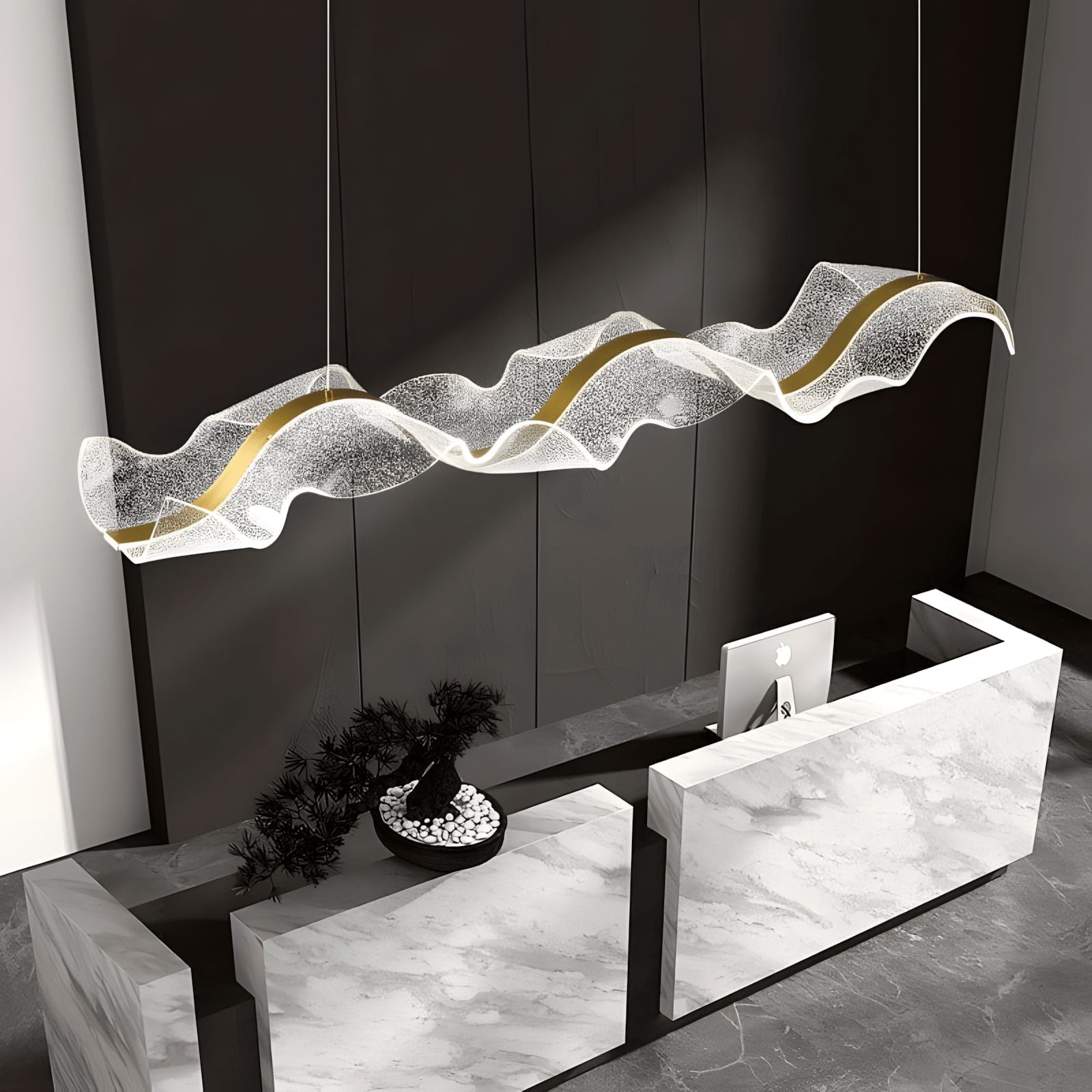VELURE (OPEN BOX)-Transparent Acrylic Wave Chandelier-ZENDUCE