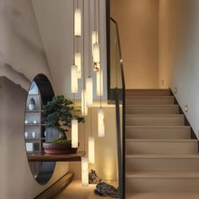 VERTARA-Cylindrical Marble Chandelier-ZENDUCE