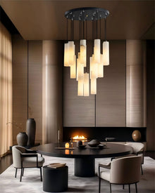 VERTARA-Cylindrical Marble Chandelier-ZENDUCE