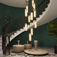 VERTARA-Cylindrical Marble Chandelier-ZENDUCE