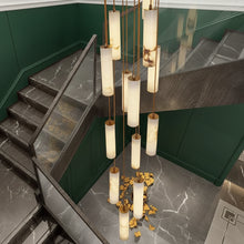 VERTARA-Cylindrical Marble Chandelier-ZENDUCE