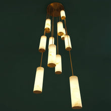 VERTARA-Cylindrical Marble Chandelier-ZENDUCE
