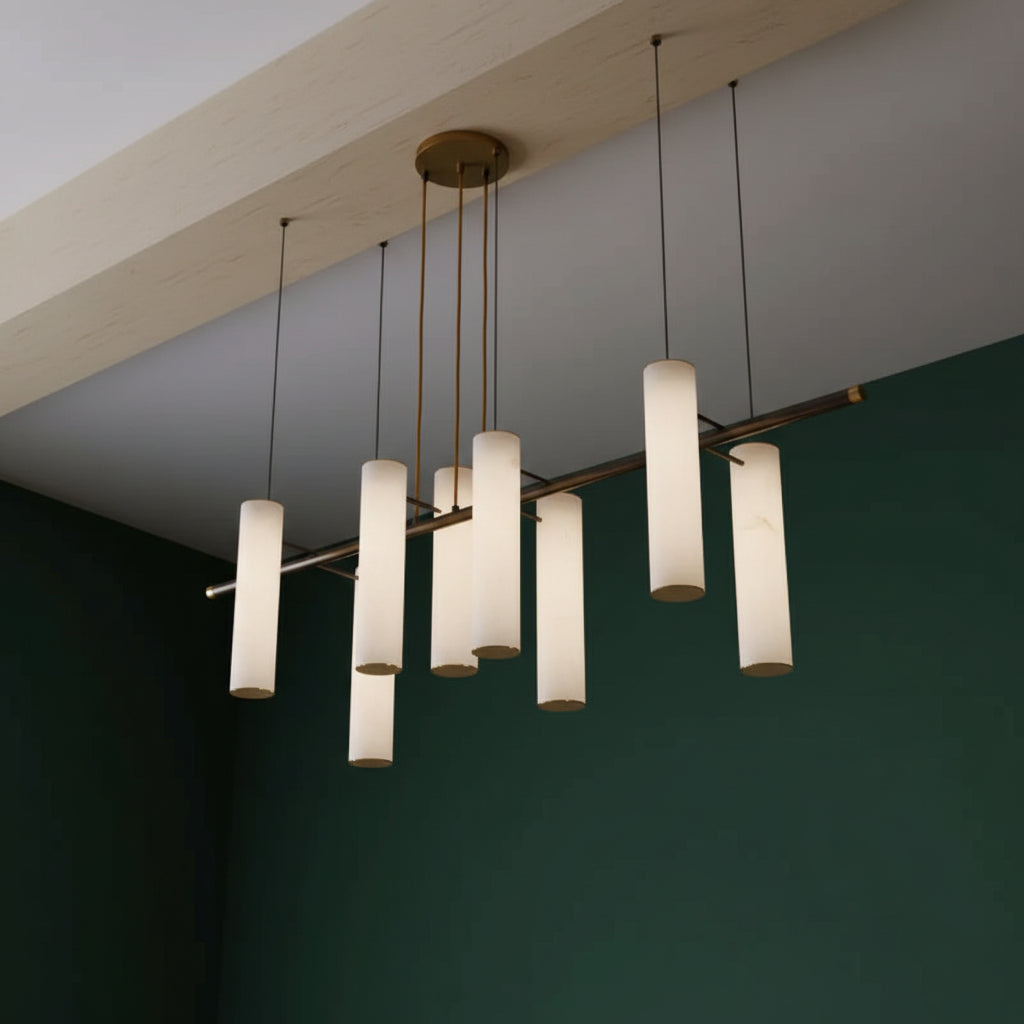 VERTARA-Cylindrical Marble Chandelier-ZENDUCE