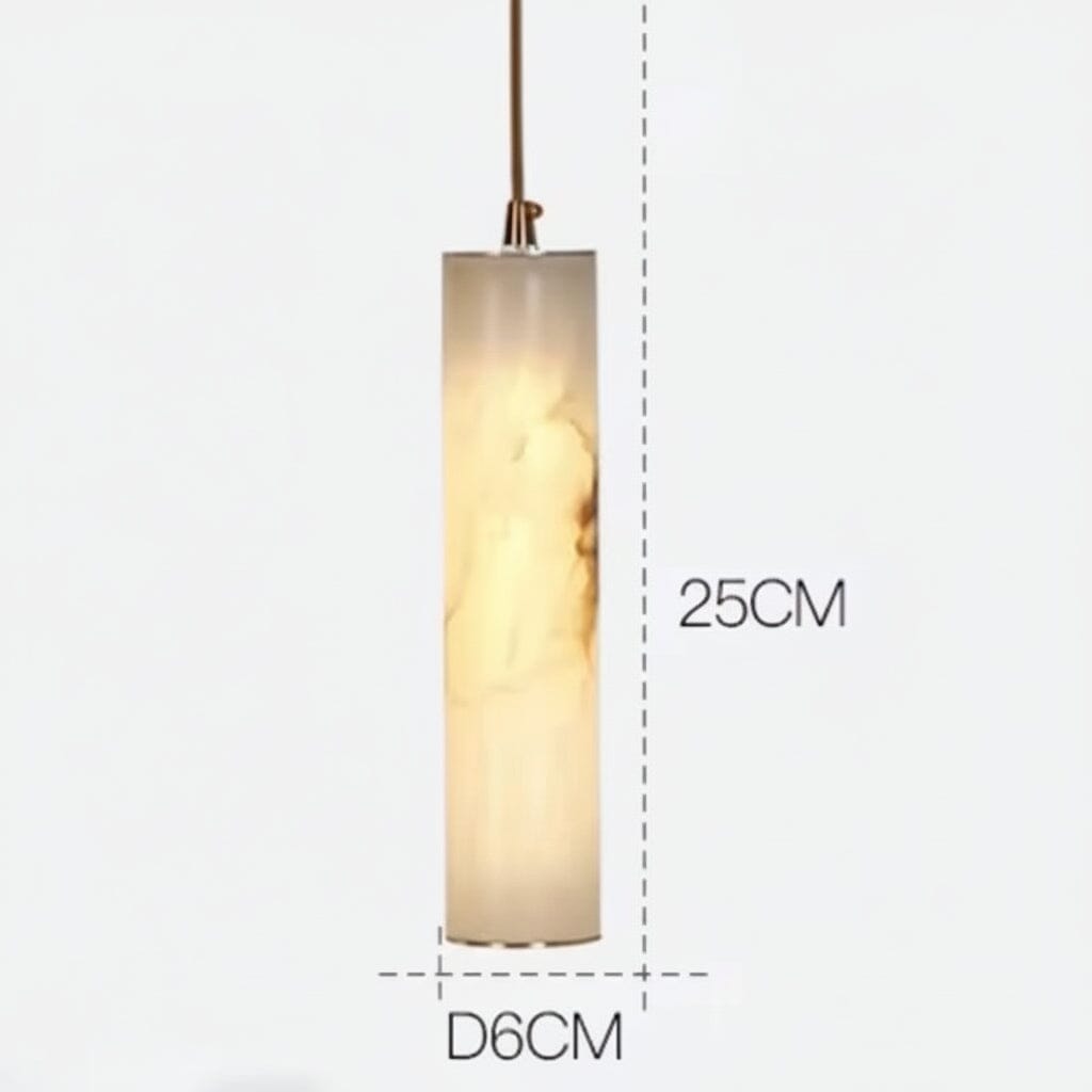 VERTARA-Cylindrical Marble Chandelier-ZENDUCE
