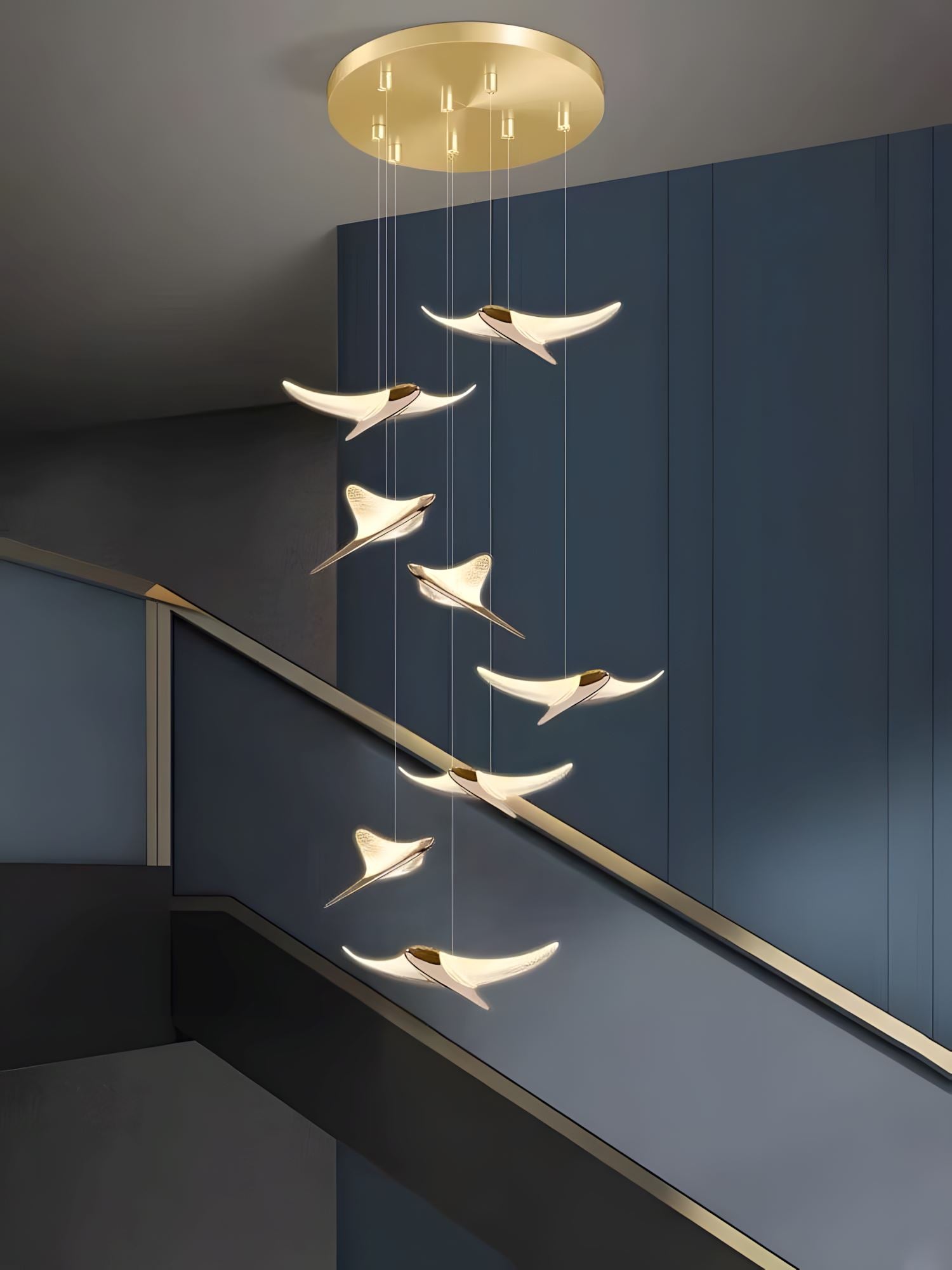 VOLANS - ZENDUCE - 8 Heads-Round Canopy ( ∅ 16" × H 98" ) / Warm White