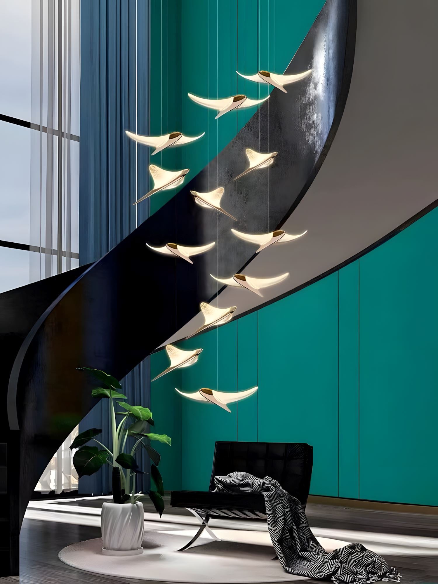 VOLANS - ZENDUCE - 8 Heads-Round Canopy ( ∅ 16" × H 98" ) / Warm White