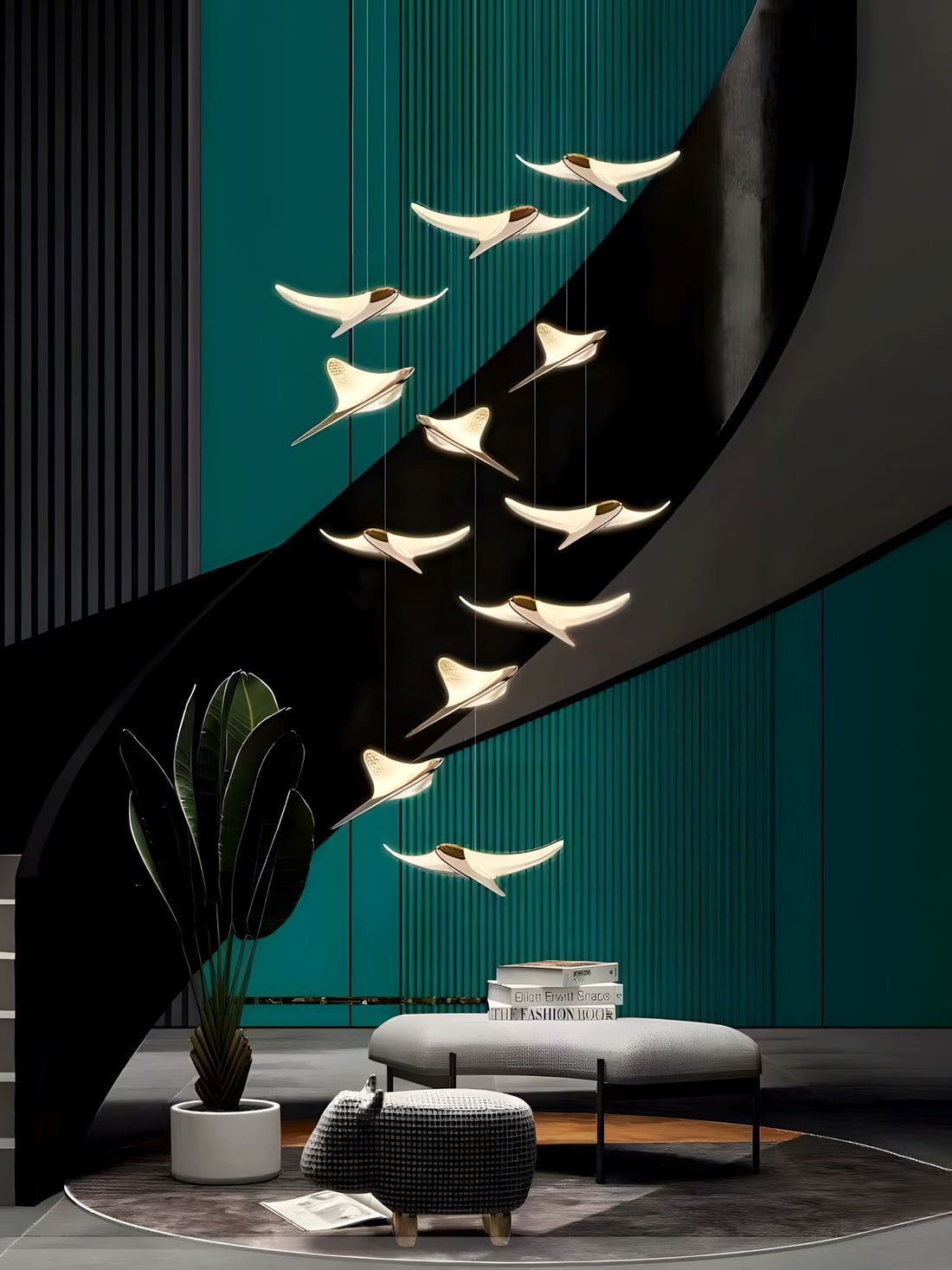 VOLANS - ZENDUCE - 8 Heads-Round Canopy ( ∅ 16" × H 98" ) / Warm White