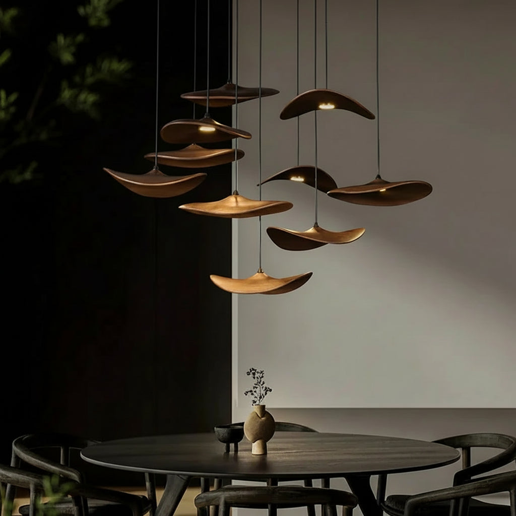 YARA-Organic Curved Wooden Chandelier-ZENDUCE