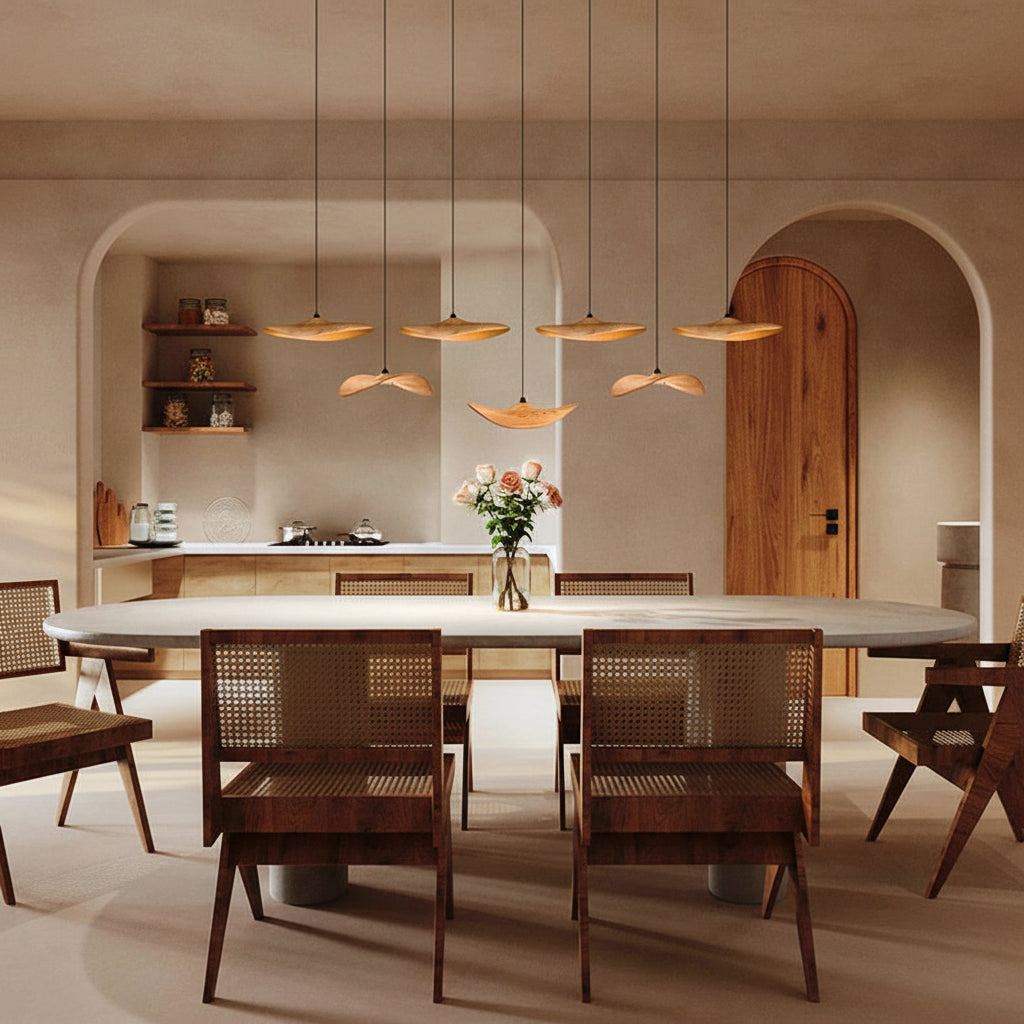 YARA-Organic Curved Wooden Chandelier-ZENDUCE