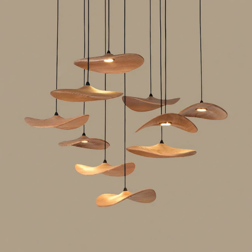 YARA-Organic Curved Wooden Chandelier-ZENDUCE