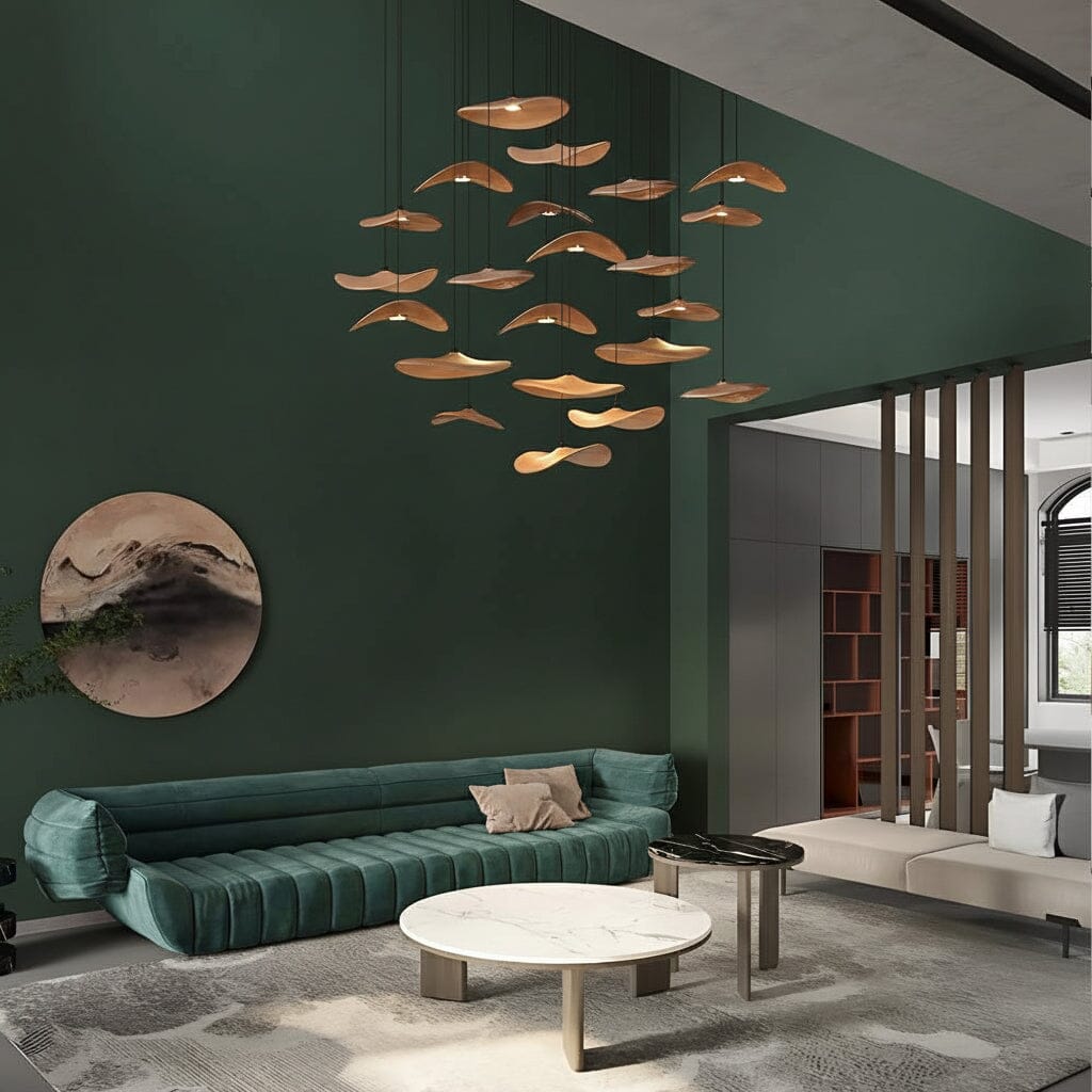 YARA-Organic Curved Wooden Chandelier-ZENDUCE